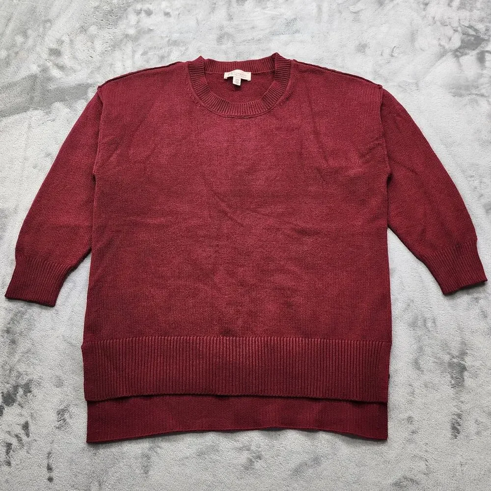 Philosophy Sweater Womens 1X Red Wine Cabernet Viscose‎ Blend Crew Neck Pullover